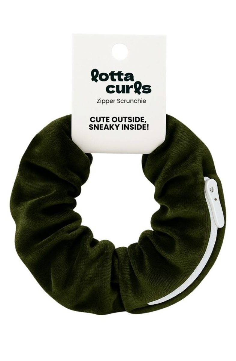 Lotta Curls Zipper Scrunchie Olive